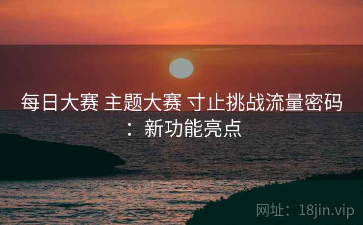 每日大赛 主题大赛 寸止挑战流量密码：新功能亮点